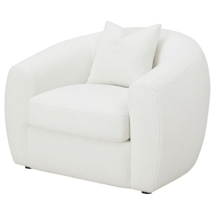Isabella - Faux Sheepskin Upholstered Accent Chair Natural - Ivory - Simple Home Plus