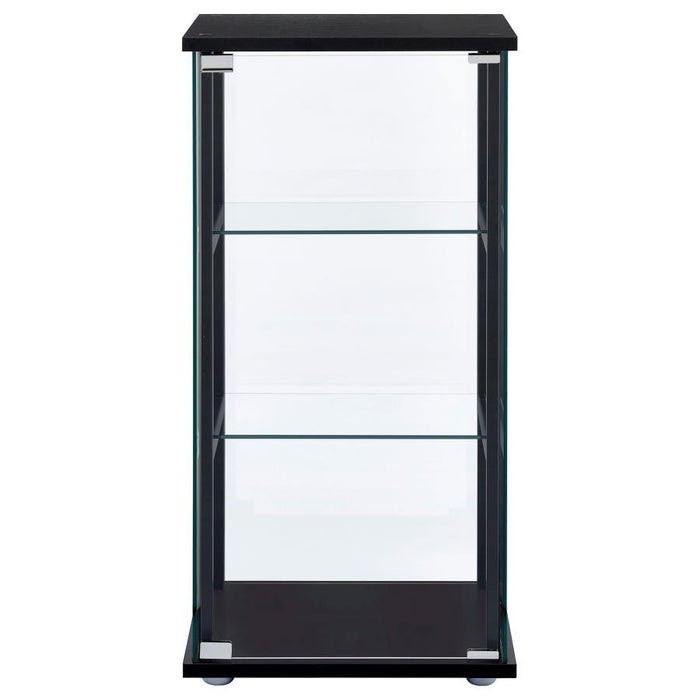 Cyclamen - 3-Shelf Clear Glass Curio Display Cabinet - Black - Simple Home Plus