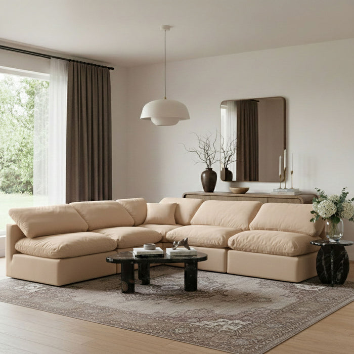 Indulge - Velvet 5 Piece Modular Corner Armless Sectional - Simple Home Plus