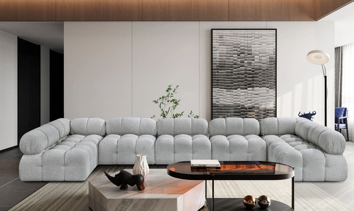 Ames - 7 Piece Boucle Fabric Modular Sectional - Simple Home Plus