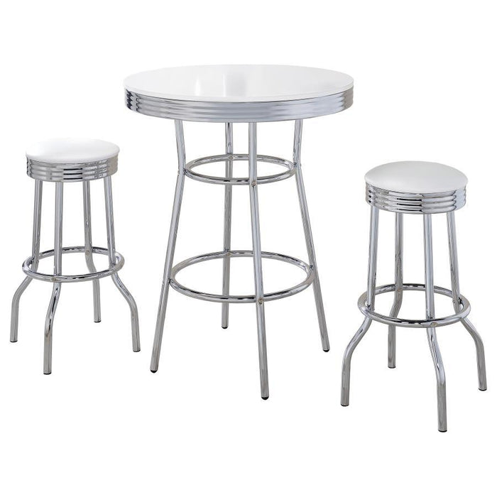Retro - 3 Pieces Round 1950s Bistro Pub Bar Table Set - Simple Home Plus