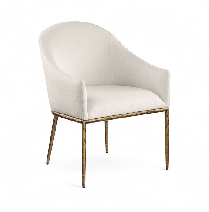 Ferro - Upholstered Dining Arm Chair With Brushed Gold Legs - Simple Home Plus