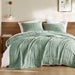 Mina - King/California King Waffle Weave Textured Quilt Set - Green - Simple Home Plus
