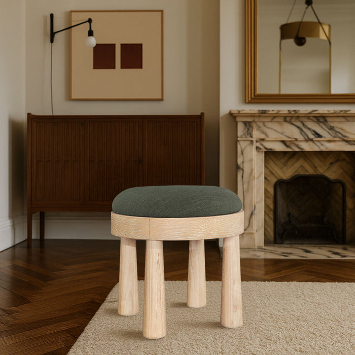 Larea - Linen Textured Fabric Ottoman - Natural Base - Simple Home Plus