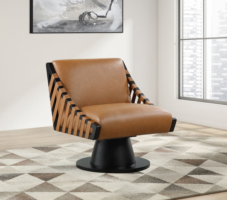 Millwin - Swivel Accent Chair With Black Base - Simple Home Plus