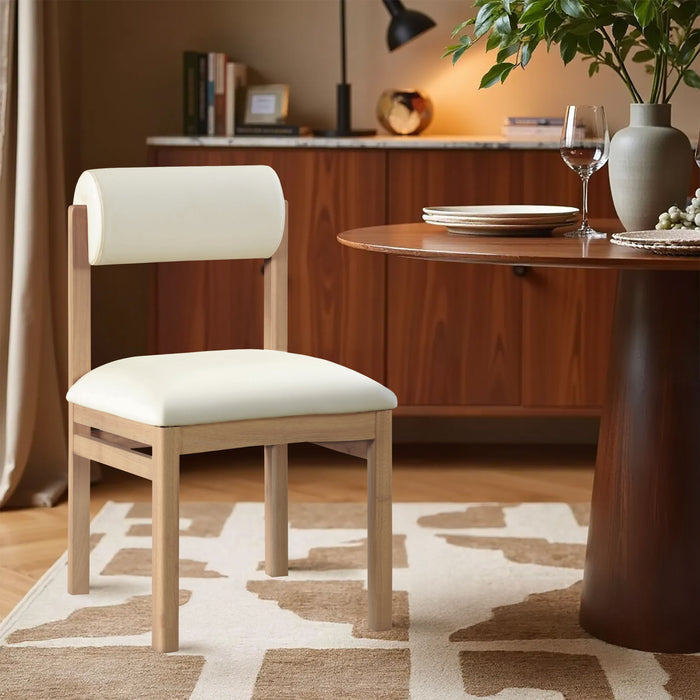 Roundhill - Faux Leather Dining Chair (Set of 2) - Natural Frame - Simple Home Plus
