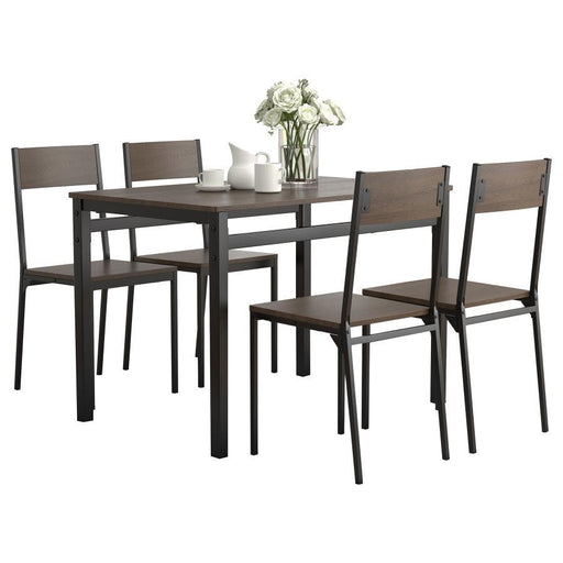 Lana - 5 Piece Dining Set - Ark Brown And Matte Black - Simple Home Plus
