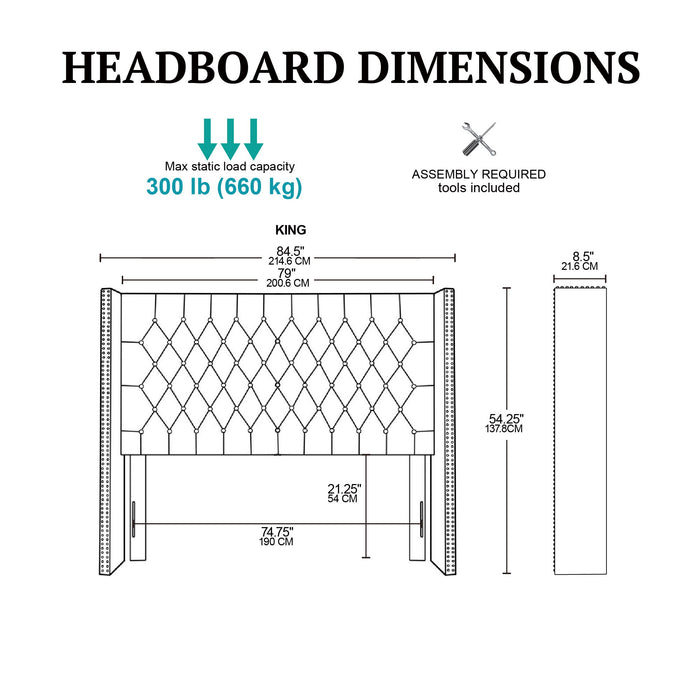 Amelia - King Upholstery Headborad - Cream