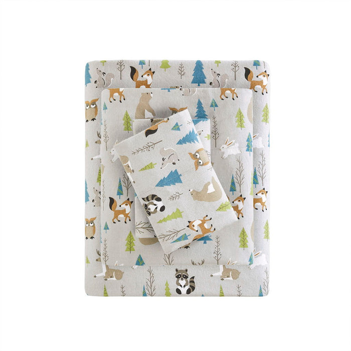 Cozy Flannel - Printed Sheet Set - Multi Forest Animals
