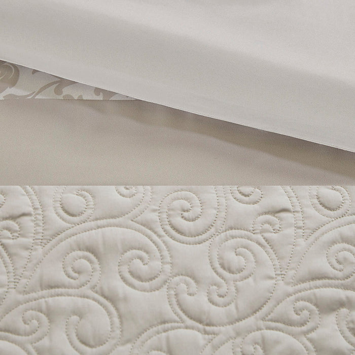 Ramsey - California King Embroidered 8 Piece Comforter Set - Neutral - Simple Home Plus