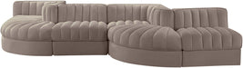 Rummi - Rounded Velvet Performance Fabric Upholstered 6 Piece Modular Sectional - Simple Home Plus