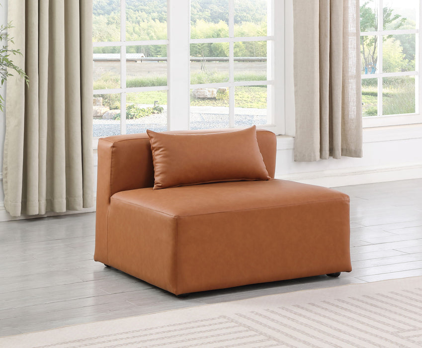 Cube - Armless Chair - Cognac - Simple Home Plus