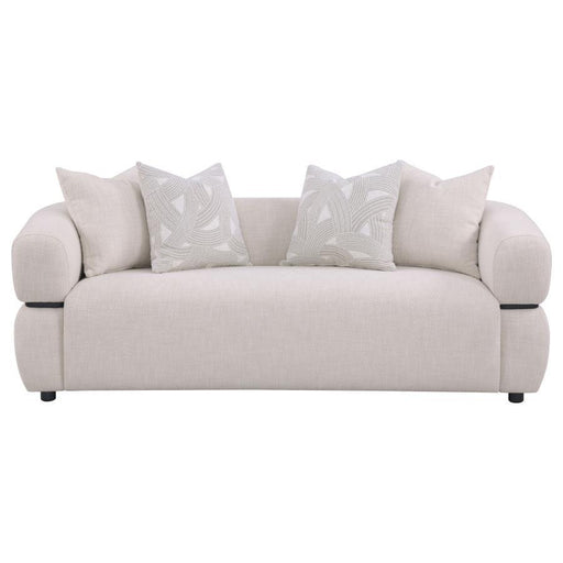 Jeanette - 84" Fabric Upholstered Round Arm Sofa - Beige - Simple Home Plus