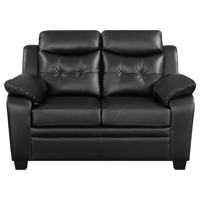 Finley - Upholstered Padded Arm Tufted Loveseat - Black - Simple Home Plus