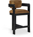 Sacha - Velvet Stool With Black Base - Simple Home Plus