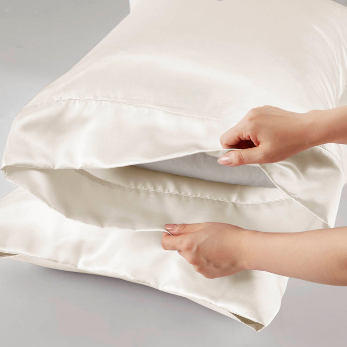Satin - Pillowcases (Set of 2) Queen - Ivory - Simple Home Plus
