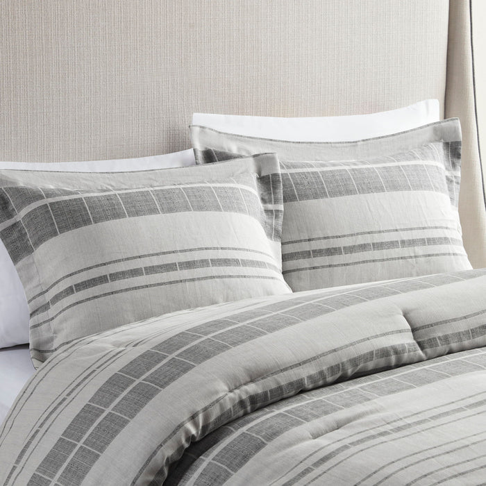 Rhodes - 4 Piece Stripe Comforter Set With Throw Pillow - Gray - Simple Home Plus