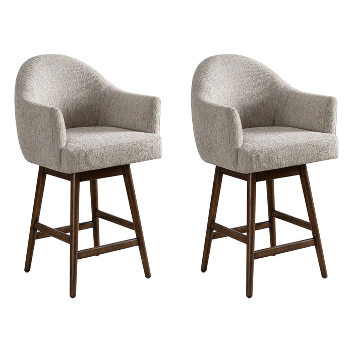 Jaxon - Brown Solid Wood Upholstered 26" Counter Height Swivel Barstool - Simple Home Plus
