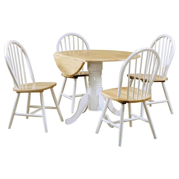 Allison - 5 Piece Round Drop Leaf Dining Table Set - White - Simple Home Plus