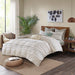 Nea - Printed Duvet Cover Set With Trims - Off White / Gray - Simple Home Plus
