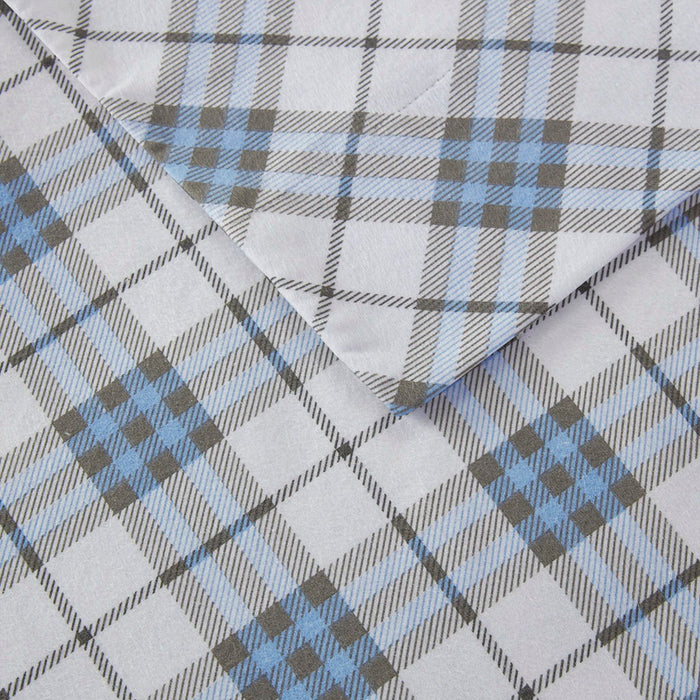 Cozy Flannel - California King Sheet Set - Blue Plaid - Simple Home Plus