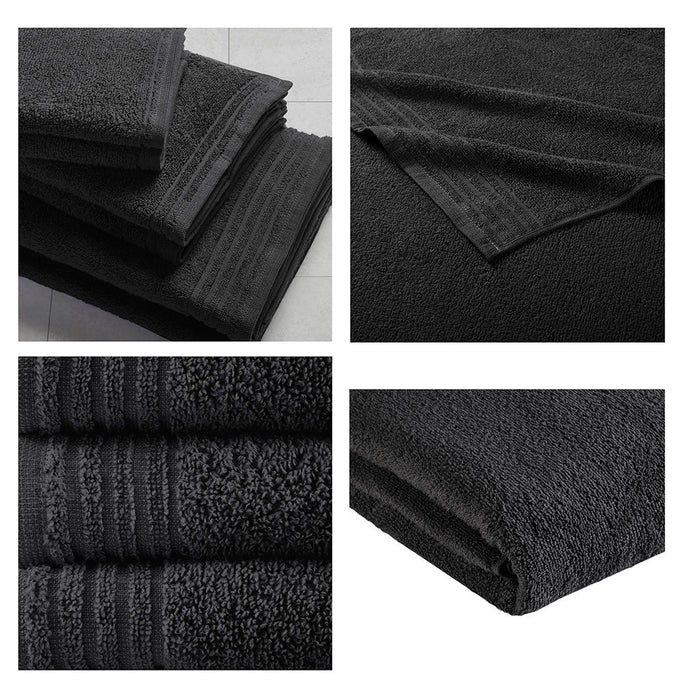 Big Bundle Quick Dry 12 Piece Bath Towel Set - Black - Simple Home Plus