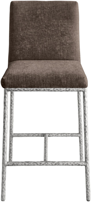 Reeves - Chenille Fabric Upholstered Counter Stool (Set of 2) - Silver Base - Simple Home Plus