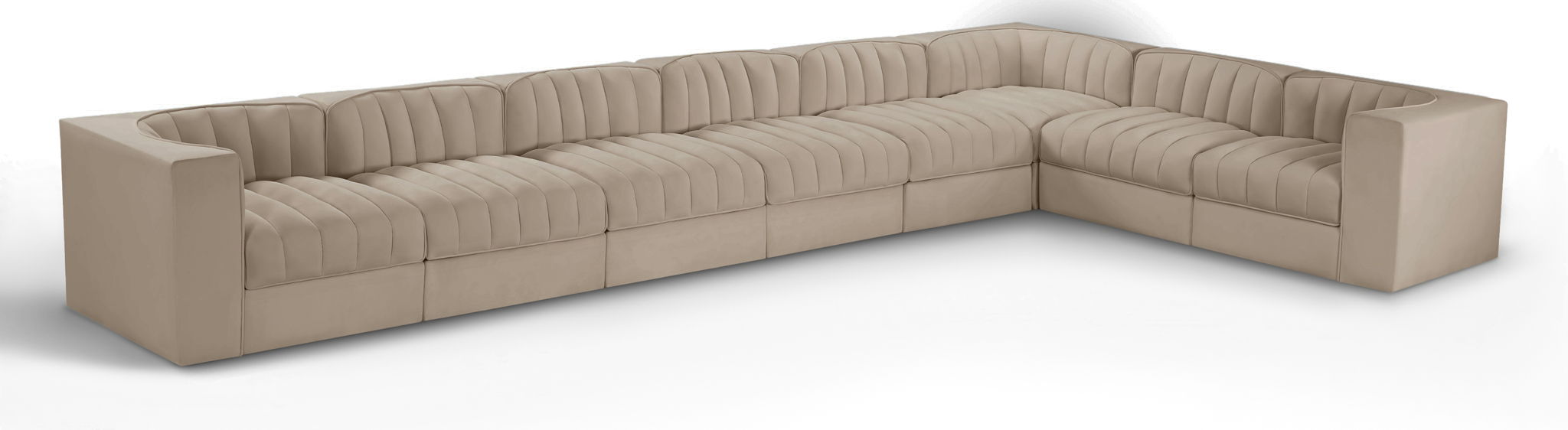 Rummi - Velvet Performance Fabric Upholstered 8 Piece Modular Sectional (With 3 Corner Chairs) - Simple Home Plus