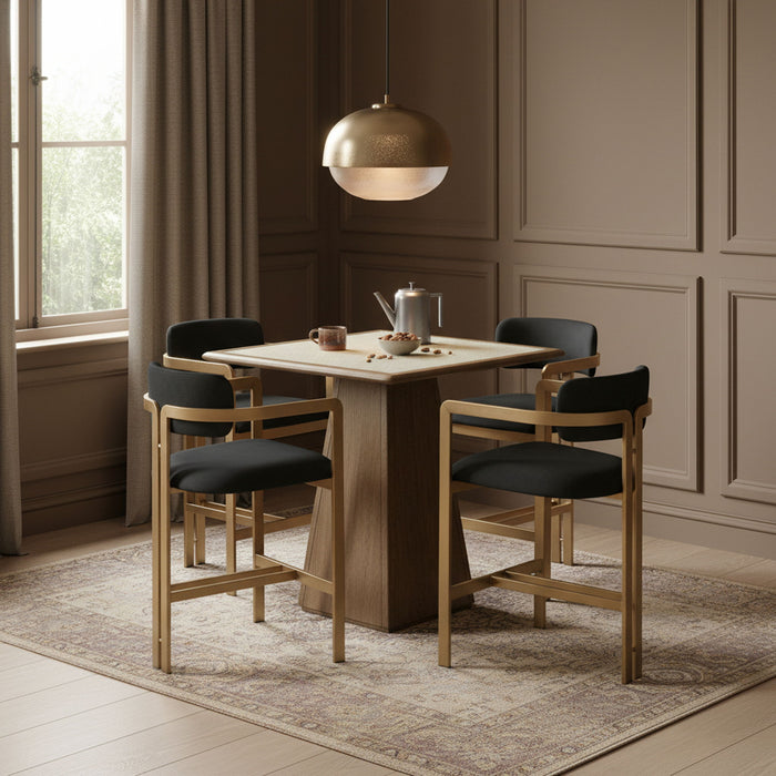 Aurum - Vegan Leather Upholstered Counter Stool With Brushed Brass Base - Simple Home Plus