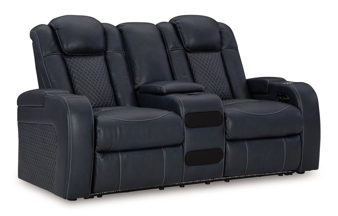Fyne-dyme - Power Reclining Loveseat With Console/Adj Hdrst - Simple Home Plus