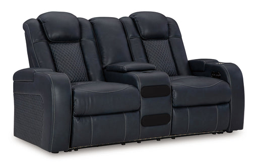 Fyne-dyme - Power Reclining Loveseat With Console/Adj Hdrst - Simple Home Plus