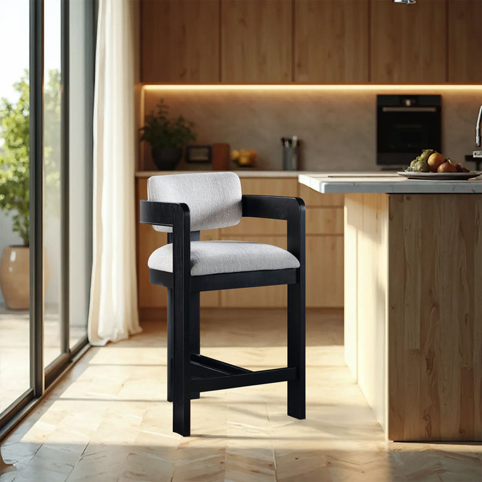 Sacha - Linen Stool With Black Base - Simple Home Plus