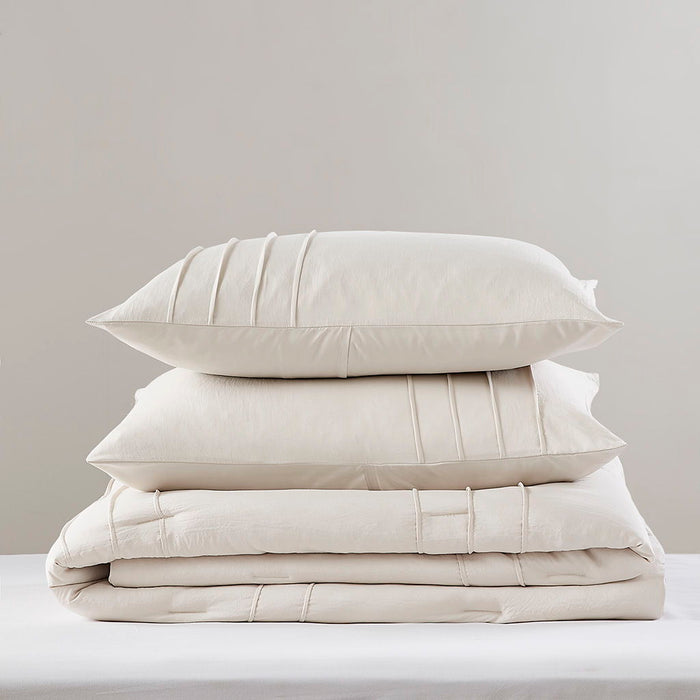 Porter - King Soft Washed Pleated Comforter Set - Neutral - Simple Home Plus