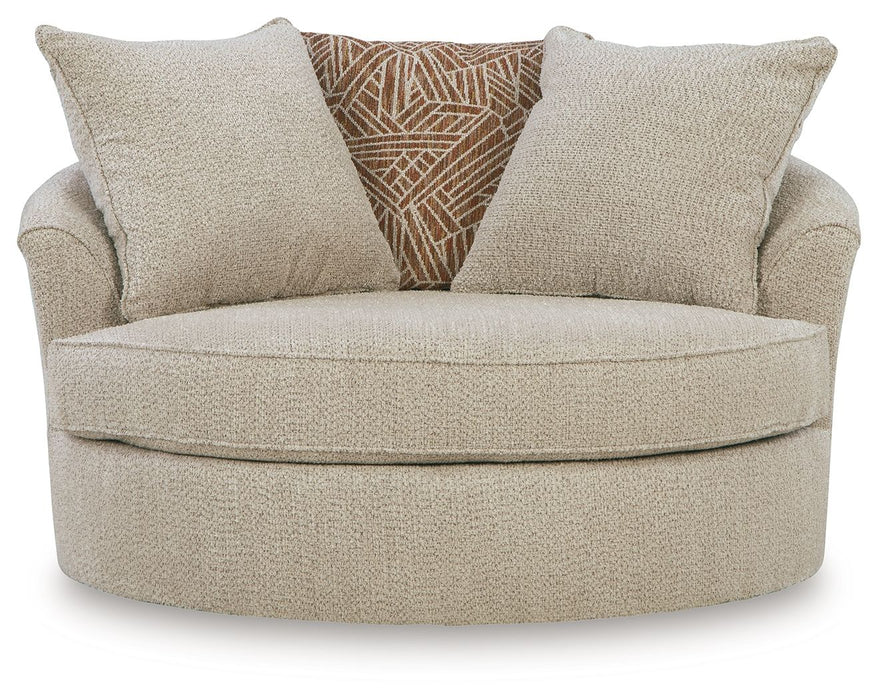 Steelwater Retreat - Oversized Swivel Accent Chair - Latte - Simple Home Plus