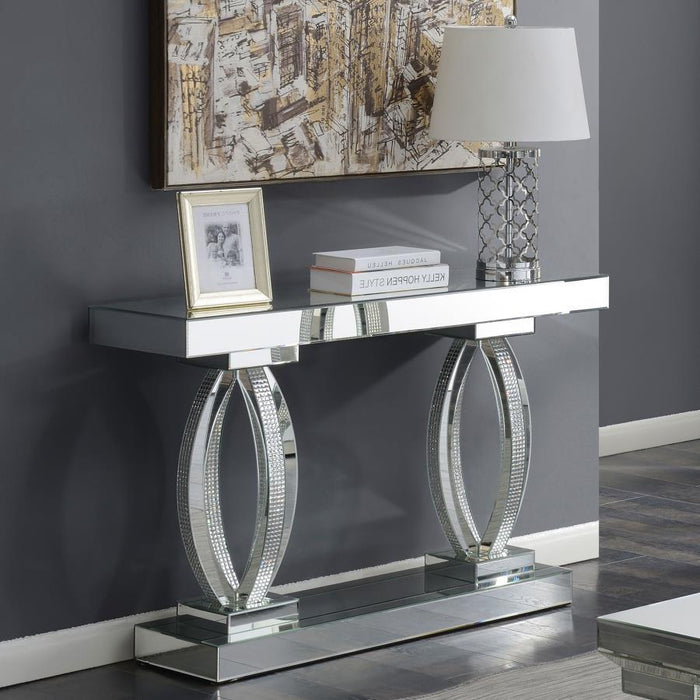 Amalia - Mirrored Acrylic Entryway Sofa Console Table - Silver - Simple Home Plus
