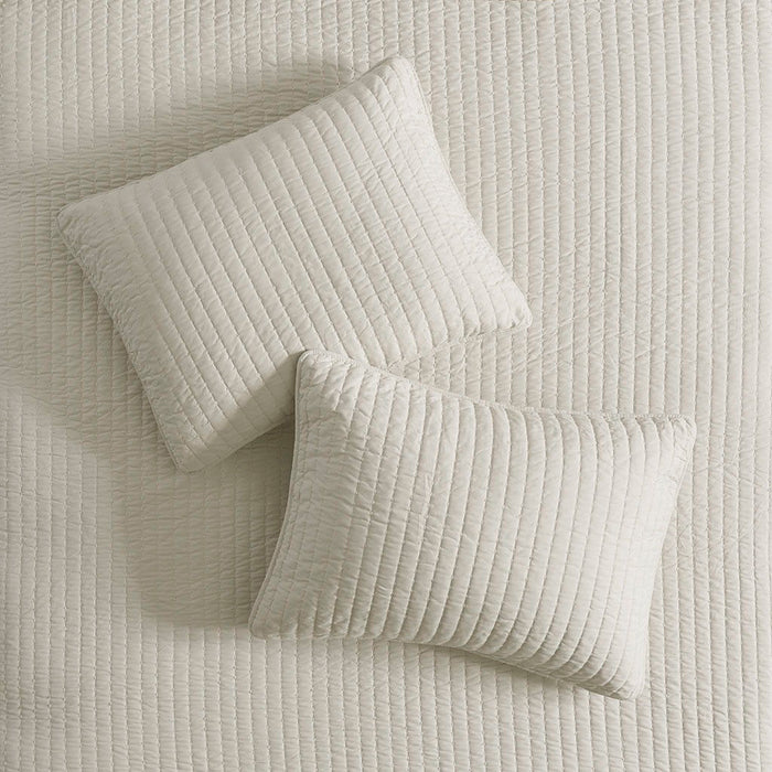 Keaton - Reversible Coverlet Set - Cream - Simple Home Plus