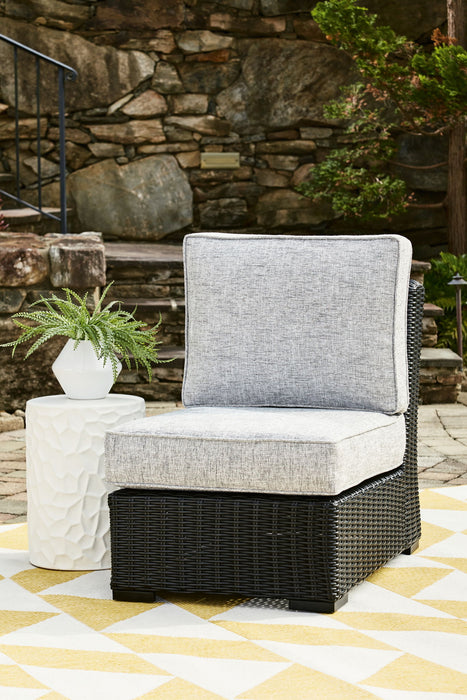 Beachcroft - Armless Chair With Cushion - Black / Light Gray - Simple Home Plus
