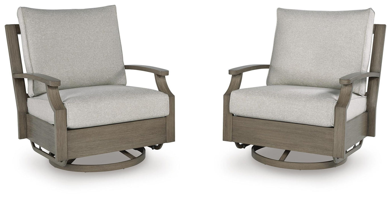 Rainier Ranch - Swivel Glider Chair With Cushion - Brown / Beige - Simple Home Plus
