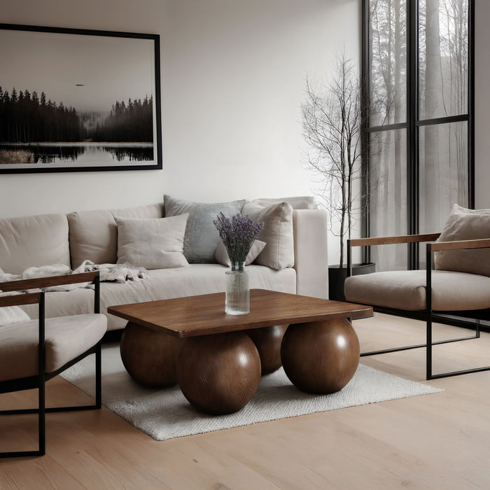 Fitch - Oak Veneer Coffee Table - 4 Legs - Simple Home Plus