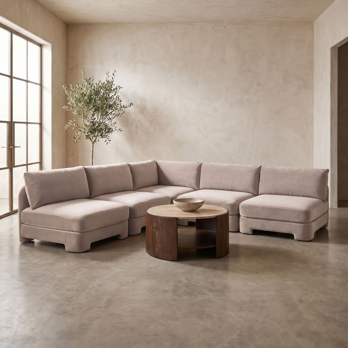 Hammond - Velvet Performance Fabric Upholstered 5 Piece Armless Sectional - Simple Home Plus