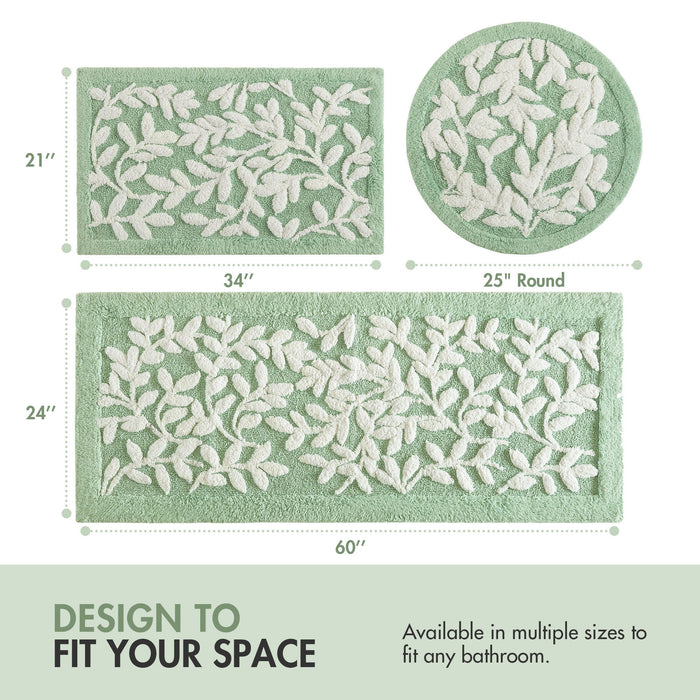 Serene - 34" x 21" Cotton Tufted Bath Rug - Sage Green