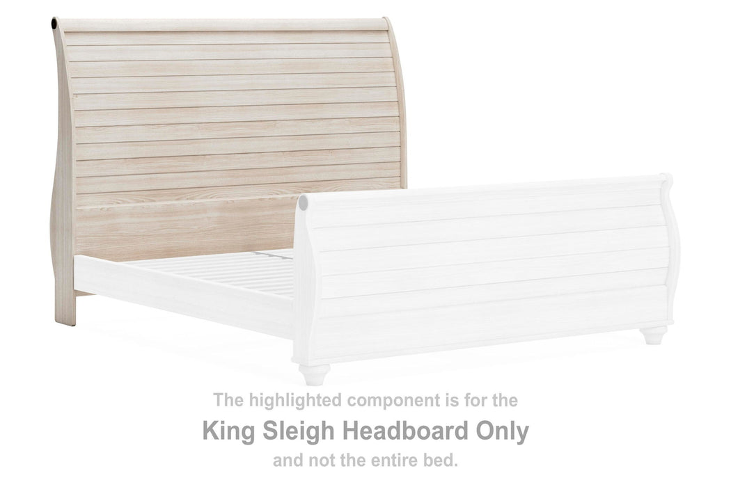 Willowton - King Sleigh Headboard with Faux Plank Design - Whitewash - Simple Home Plus
