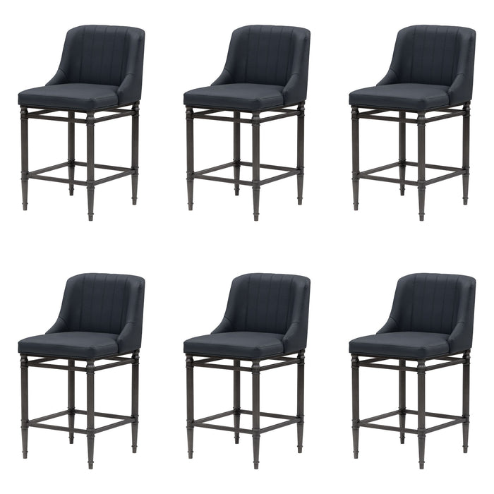 Marvin - Steel Frame Faux Leather Upholstered Counter Height Barstool