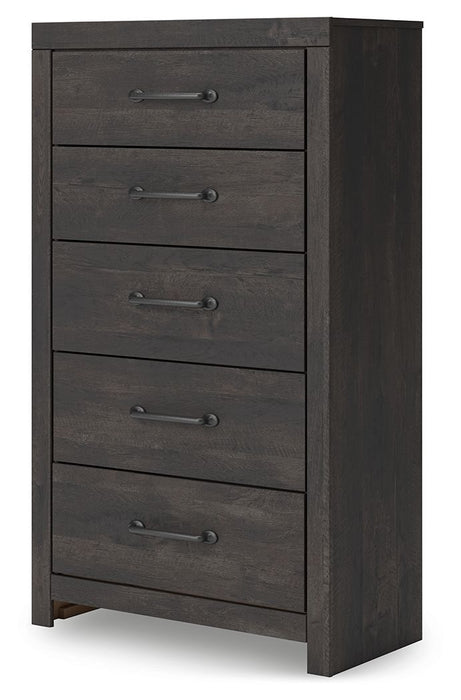 Hollivern - Dark Gray - Five Drawer Chest - Simple Home Plus
