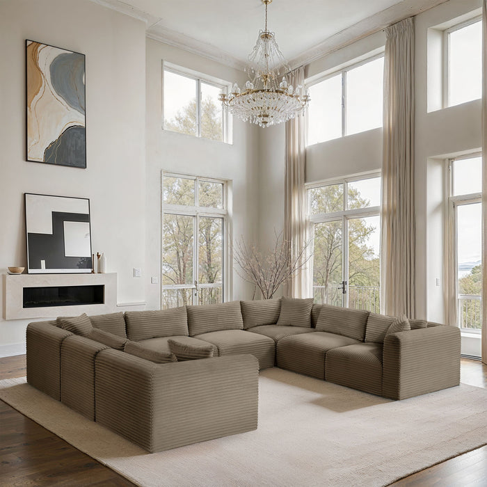Shaggy - Fabric 8 Piece Modular U-Shaped Sectional - Simple Home Plus