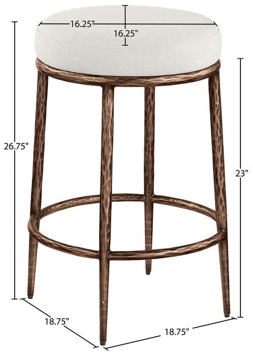 Ferro - Linen Textured Performance Fabric Upholstered Backless Counter Stool - Cream / Brushed Bronze - Simple Home Plus