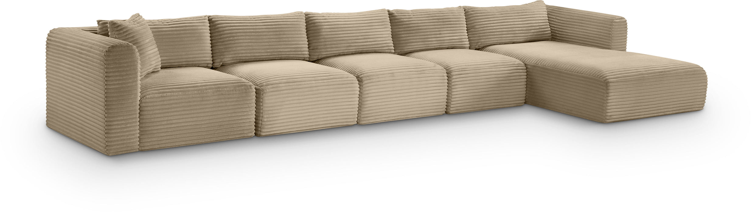 Shaggy - Fabric 5 Piece Modular Sectional With Chaise - Simple Home Plus