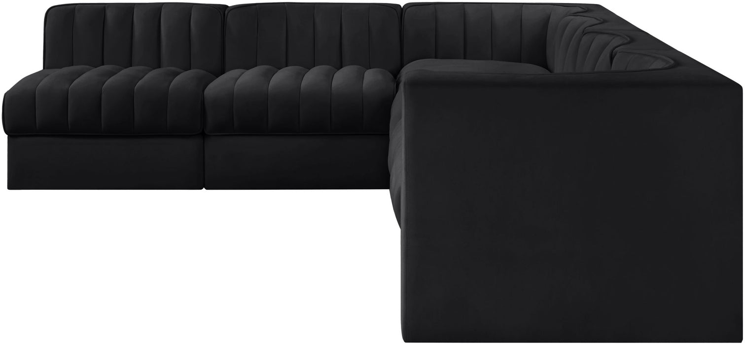 Rummi - Velvet Performance Fabric Upholstered 6 Piece Modular Sectional - Simple Home Plus