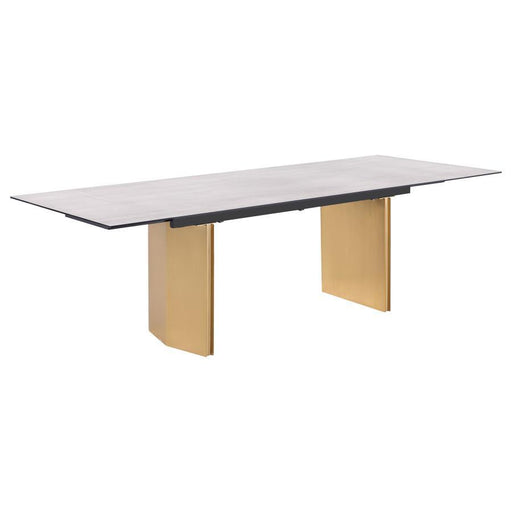 Vesa - Glass Top Extension Dining Table - Beige - Simple Home Plus