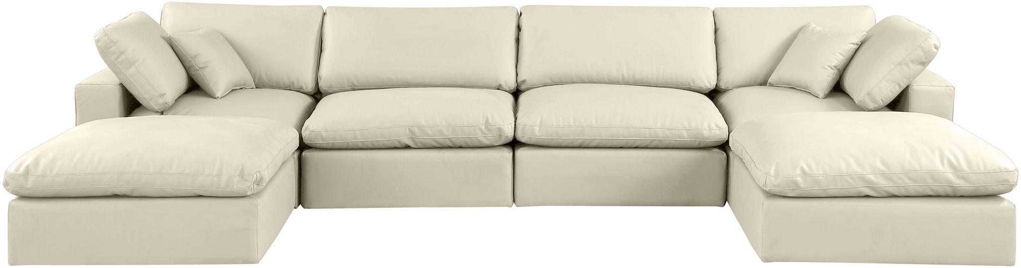 Comfy - 6 Piece Faux Leather Modular Double Chaise Sectional - Simple Home Plus